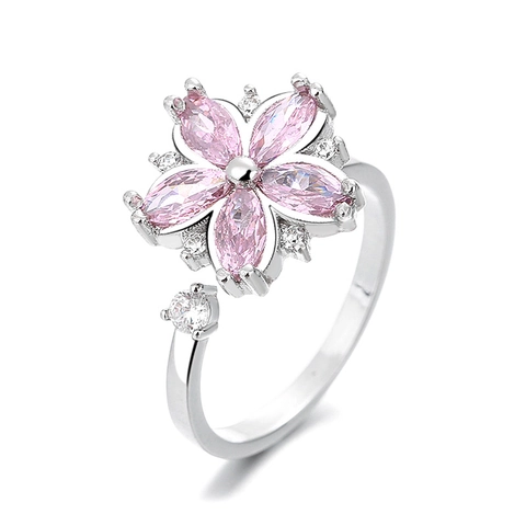 Anillo Giratorio Spinner Cobre Circón Banda Abierta Ajustable Alivio Ansiedad Moda Mariposa Trébol Flor Joyería
