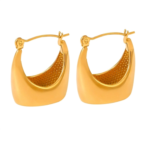 Geometric U-Shaped Hoop Earrings For Women Stainless Steel 18K Gold Plated PVD Minimalist Chunky Fashion Jewelry Accessories