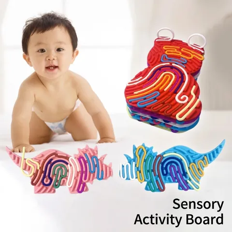 Silicone Sensory Activity Board Fidget Toy For Kids Toddlers Educational Decompression Dinosaur Unicorn Shapes Travel Toy