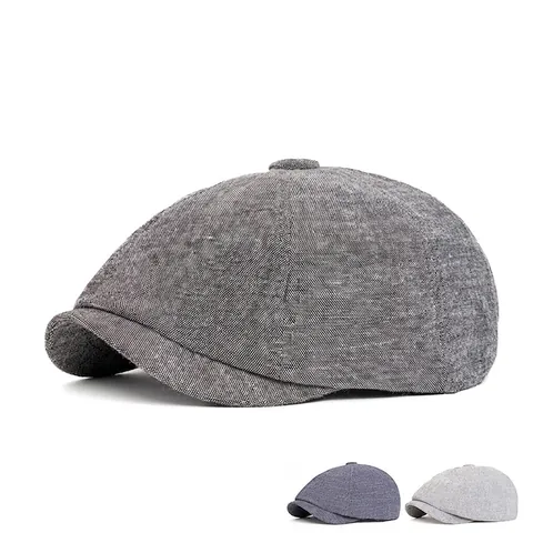 Herren Vintage Baumwolle Schirmmütze Britischen Stil Verstellbare Flache Beret Hut Faltbare Freizeit Kopfbedeckung