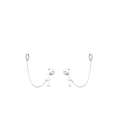 Orecchini Anti-Smarrimento In Argento Sterling 925 Per Cuffie Wireless Con Catena E Cerchio In Zirconia Cubica