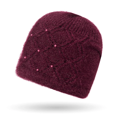 Gorro Beanie De Invierno Para Mujer Con Decoración De Perlas Artificiales Artificiales Doble Capa Cálido Grueso Felpa Suave Cortavientos