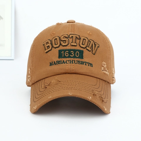 Casquette de Baseball Vintage en Coton Lavé pour Hommes Femmes Boston 1630 Broderie Chapeau de Soleil Réglable Streetwear