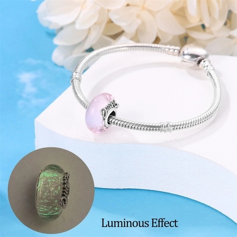 Luminous Lampwork Glass Beads Charms Glow In The Dark Silver Plated For DIY Bracelet Necklace Jewelry Making