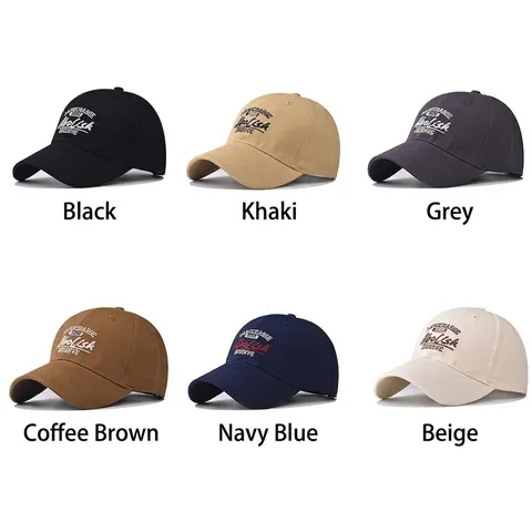 Cappellino Da Baseball Con Ricamo Lettere 3D Vintage Cotone Lavato Fibbia In Metallo Regolabile Protezione Solare Streetwear