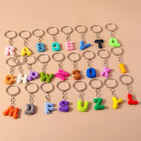 Portachiavi Con Letra Alfabeto 3D Con Trama Micro Rosa Ciondolo Per Borsa In Resina Regalo Di Moda