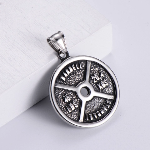 Collana Con Ciondolo A Disco Di Peso Acciaio Inossidabile 304 Retrò Fitness Sport Gioielli Per Uomo