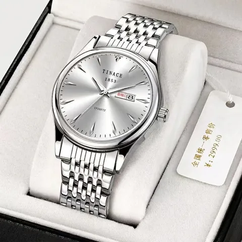 Business Men Wristwatch Stainless Steel Waterproof Luminous Day Date Display Luxury Fashion Analog Quartz Automatic Classic