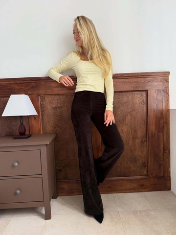 Pantaloni In Velluto A Coste Donna Vita Alta Cotone Retro Casual Vestibilita Aderente A Zampa Gamba Larga Vintage Autunno Inverno