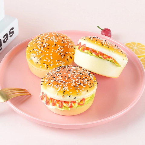 Realistic Simulation Hamburger Bread Model PU Foam Magnetic Fridge Magnet Home Decoration Photography Props Slow Rebound Toy