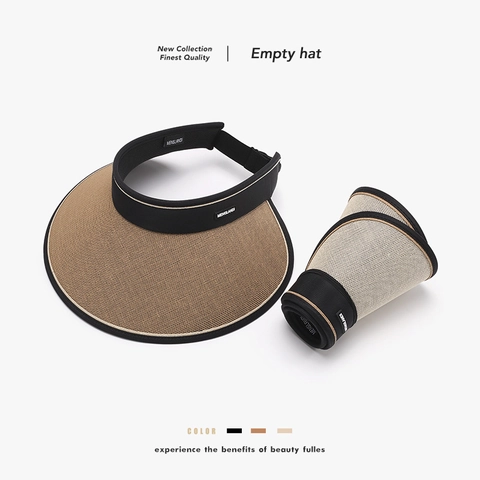 Chapeau Visière Solaire Femmes Large Bord Protection UV UPF 50 Plus Tissage Papier PVC Respirant Pliable Réglable Été Plage