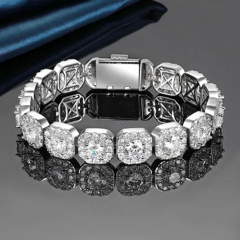 Iced Out Cuban Chain Tennis Bracelet Copper Gold Plated Square Link AAA Zircon Hip Hop Jewelry For Men And Women