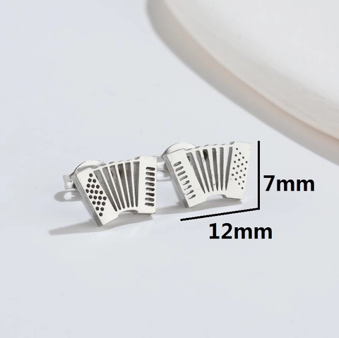 Creative Stainless Steel Stud Earrings Musical Instrument Accordion Trumpet Microphone Watermelon Fox For Women Girls