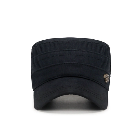 Cappello Cadet Da Uomo In Cotone Militare A Cima Piatta Con Distintivo In Metallo Regolabile Protezione Solare