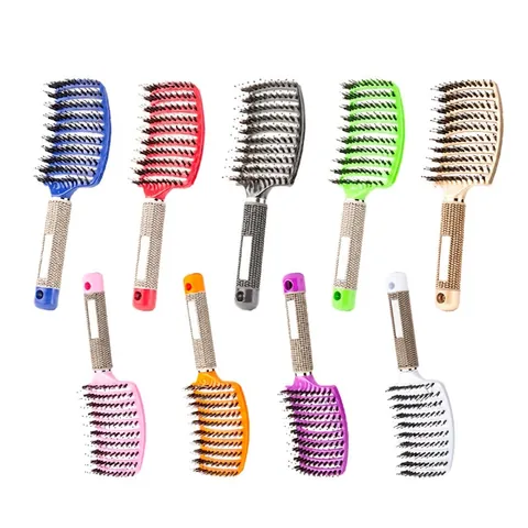 Spazzola Per Capelli Ventilata Curva Professionale Con Setole Di Cinghiale E Pin In Nylon Per Districare Massaggio Del Cuoio Capelluto
