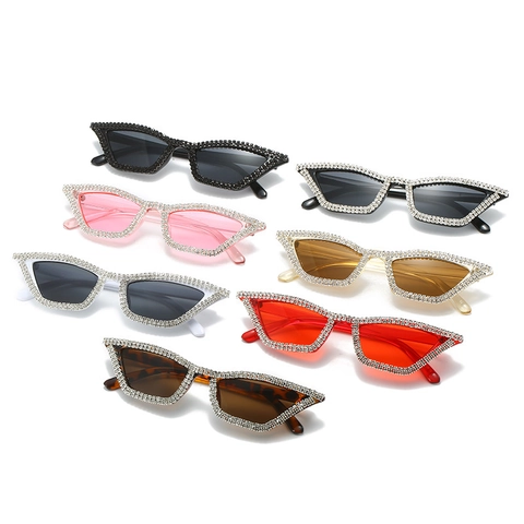 Lunettes De Soleil Cat Eye Femmes Strass Orné Protection UV400 Surdimensionné Mode Fête