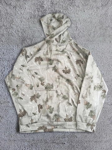 Women Leaf Camouflage Hoodie Long Sleeve Casual Loose Fit Sweatshirt With Maple Leaf Print Polyester Spandex Pullover