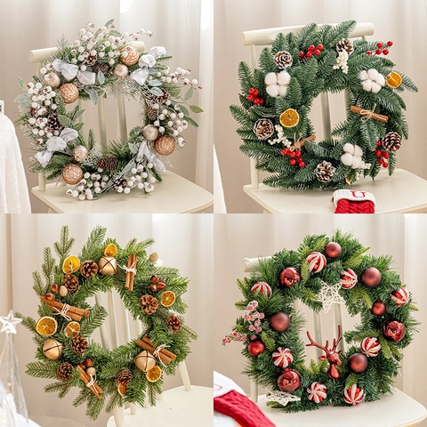 Weihnachts Kranz Künstliche Tannennadeln Kiefernzapfen Beeren Ornamente Türbehang Wanddeko Festliche Winter Feiertags Dekoration