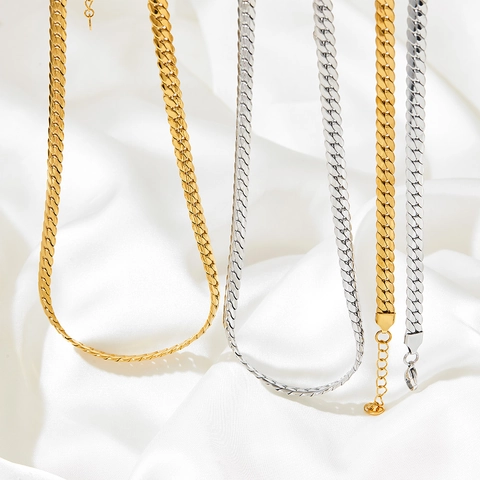 Collana E Bracciale In Acciaio Inossidabile Catena Curb Gioielli Lucidati A Specchio Placcati Oro Maglia Cubana