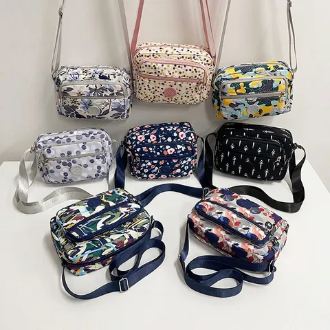 Bolso Bandolera Con Estampado Floral Para Mujer Tela Oxford Impermeable Varios Bolsillos Bolso De Hombro Informal Correa Ajustable Ligero