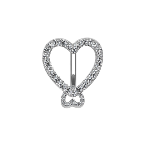Heart Shaped Belly Button Ring Stainless Steel Zircon Inlaid Star Dangle Navel Piercing Jewelry Elegant Stylish