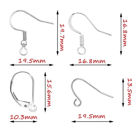Stainless Steel Earring Hooks Findings For DIY Jewelry Making French Ear Wire Lever Back Loops Silver Color