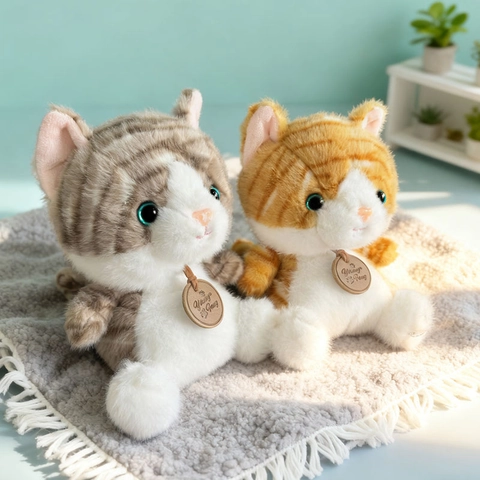 Katze Plüschtier Weich Gestopfte Kätzchen Puppe Gestreifte Tierfigur Für Kinder Geburtstagsgeschenk Heimdeko Kawaii