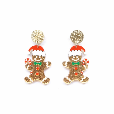 Χαριτωμένα Σκουλαρίκια Με Καρφιά Gingerbread Man Glitter Ακρυλικά Χριστουγεννιάτικα Κοσμήματα Για Γυναίκες Κορίτσια