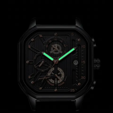 Men Quartz Watch Square Dial Luminous Waterproof Chronograph Calendar Business Sport Fashion Analog Wristwatch