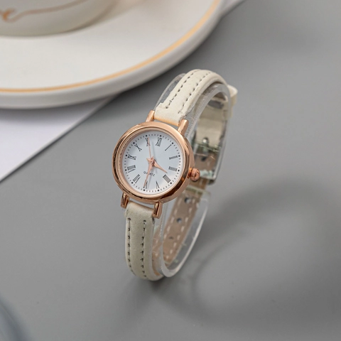 Women's Retro Elegant Quartz Watch Rose Gold Alloy Case Faux Leather Strap Roman Numerals Round Dial Casual Fashion Wrist Watch For Ladies Students Gift