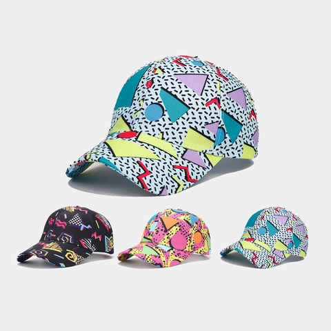 Cappello Da Baseball Stile Memphis Vintage Anni 90 Stampa Geometrica Graffiti Cotone Poliestere Protezione Solare Regolabile