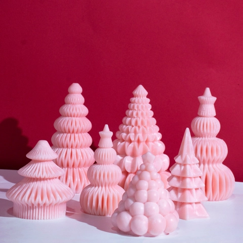 Stampo In Silicone Per Albero Di Natale Origami Geometrico 3D Per Produzione Di Candele Fai Da Te Sapone Gesso Silicone Alimentare