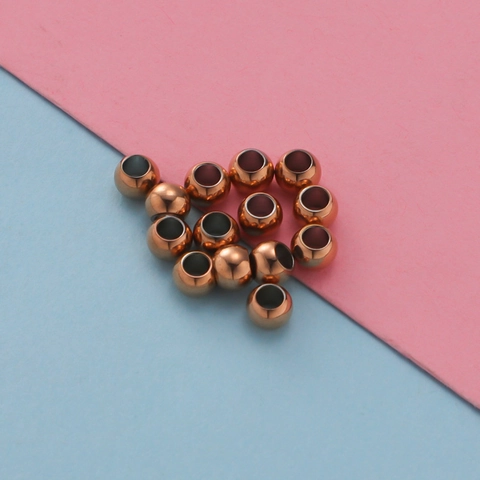 Cuentas Huecas Redondas De Acero Inoxidable Pulido Espejo DIY Fabricación De Joyas Espaciadores