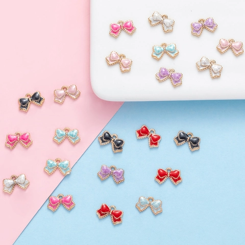 Bowknot Charms Alloy Enamel Pendants DIY Jewelry Making Accessories For Earrings Bracelets Necklace Hair Decorations Colorful Cute