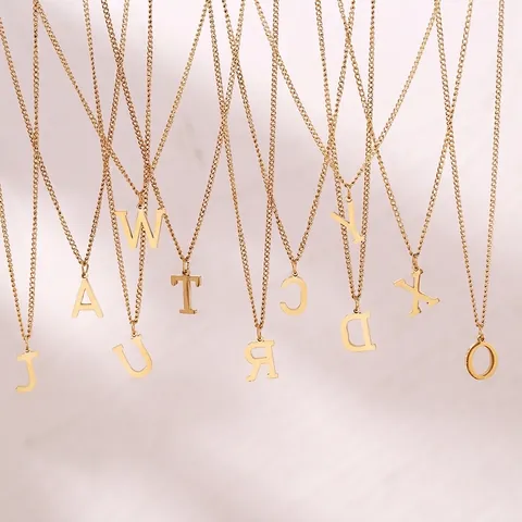 Mode Roestvrij Staal 18K Verguld Engels Alfabet Letter Hanger Halsketting Vrouwen Mannen Schakelketting Sieraden Cadeau
