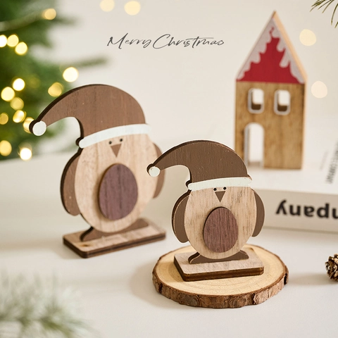 Ornamenti Da Scrivania In Legno Di Natale Forme Di Pinguino E Casa Decorazioni Da Tavolo Per Casa Ufficio Festa Festiva