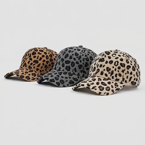 Baseballkappe Leopard Print Corduroy Verstellbar Sonnenhut Outdoor Vintage Mode Für Herren Damen
