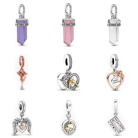 DIY Jewelry Charms Pendants Copper Plated Silver Rose Gold Heart Wings Globe Cassette Tape For European Style Bracelets Accessories Women
