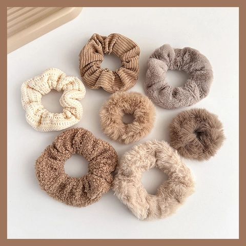 Plush Satin Chiffon Scrunchies Elastic Hair Ties Soft Oversized Ponytail Holder Accessories For Women Girls Autumn Winter