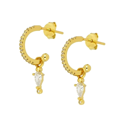Orecchini Pendenti Con Zircone A Goccia D'acqua Semicerchio A C Con Perno In Argento 925 Gioielli Di Lusso Per Donna