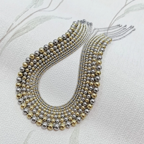 Collana Catena Sfere Acciaio Inossidabile Minimalista Rotonda Geometrica Gioielli Impermeabile Donna Uomo Oro Argento Misto