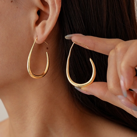 Orecchini A Gancio A Goccia Metallici Rame Minimalista Goccia D'acqua Gioielli Per Donna Accessorio Elegante Semplice