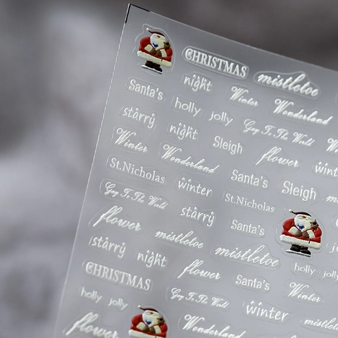 Adesivi Unghie Natale 5D Rilievo Autoadesivi Fiocchi Neve Babbo Natale Decorazione Unghie Inverno DIY