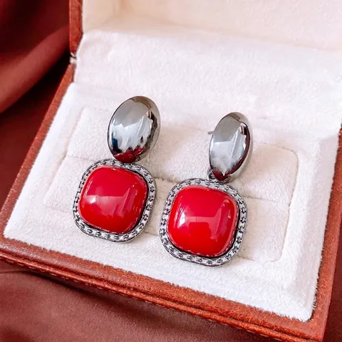 Orecchini Pendenti Quadrati In Acrilico Con Perno In Argento Strass Colore A Contrasto Gioielli Geometrici Vintage Per Donna