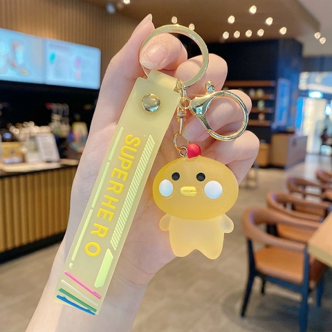 Cartoon Tier Schlüsselanhänger Harz Kristall Blush Hase Frosch Küken Bär PVC Superhero Handschlaufe Tasche Anhänger Ornament