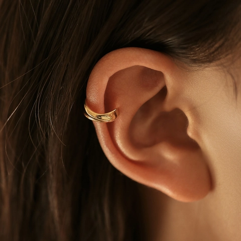 Ear Cuff De Plata De Ley 925 Sin Perforación Onda Irregular Estilo Metal Líquido Pendientes Minimalistas