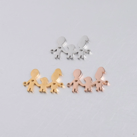 Stainless Steel Family Member Silhouette Charms Mirror Polished Heart Cutout Connectors For DIY Jewelry Making Crafts