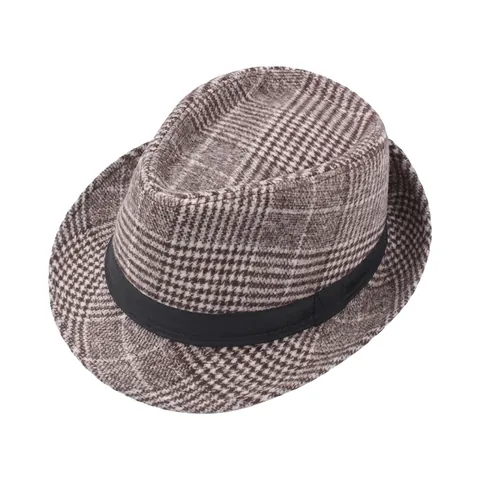 Cappello Fedora A Quadri Vintage Per Uomo Unisex Stile Britannico Cotone Poliestere Retro Jazz