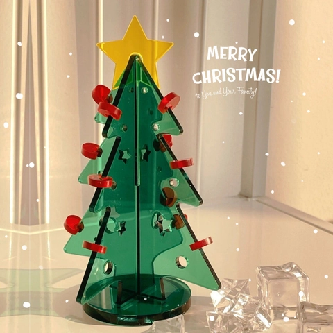 Mini Acryl Weihnachtsbaum Tischdeko Grün Transparent Weihnachten Dekoration Festliches Geschenk Tabletop Deko