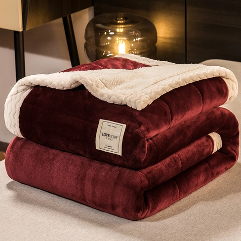 Milchsamt Lammkaschmir Gesteppte Decke Dicke Warme Winter Decke Für Bett Sofa Nickerchen Büro Weich Atmungsaktiv